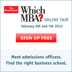 The Economist WhichMBA Online Fair February 6th and 7th 2012
